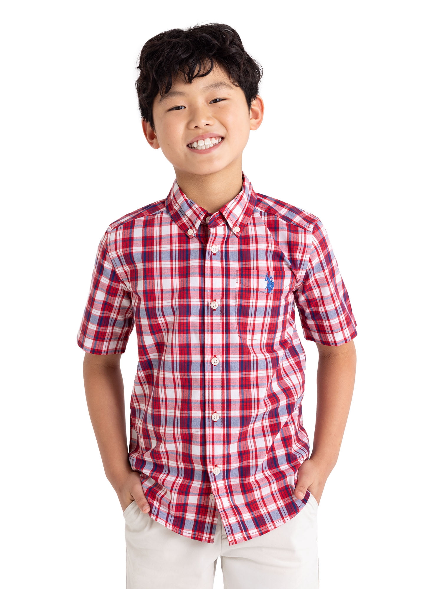 U.S. Polo Assn. Short Sleeve Button-Up Shirt for Boys, Sizes 4-18
