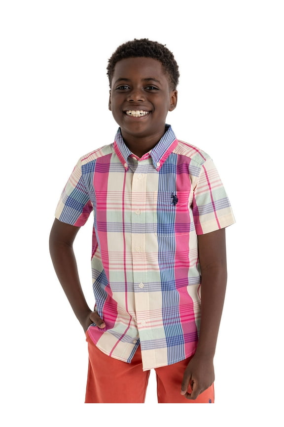 Short Sleeve Button-Up Shirt for Boys, Sizes 4-18