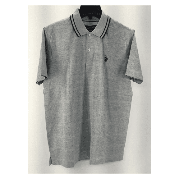 U.S. Polo Assn.Square Print Jersey Polo Shirt,Heather Light gray,L