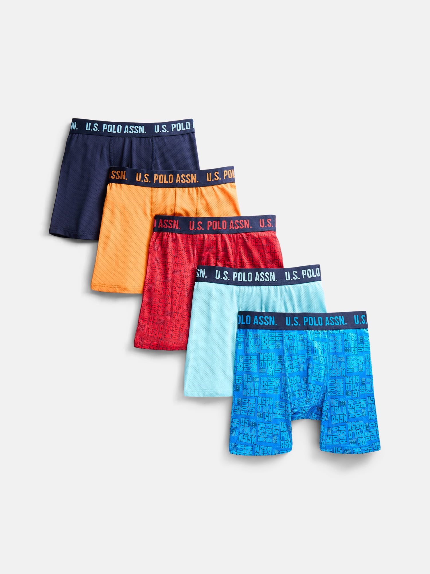 U.S. Polo Assn. Boys Performance Micro Boxer Briefs, 5 Pack, Sizes S-XXL