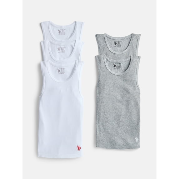 U.S. Polo Assn. Boys Ribbed Tank Tops, 5 Pack, Sizes S-XXL