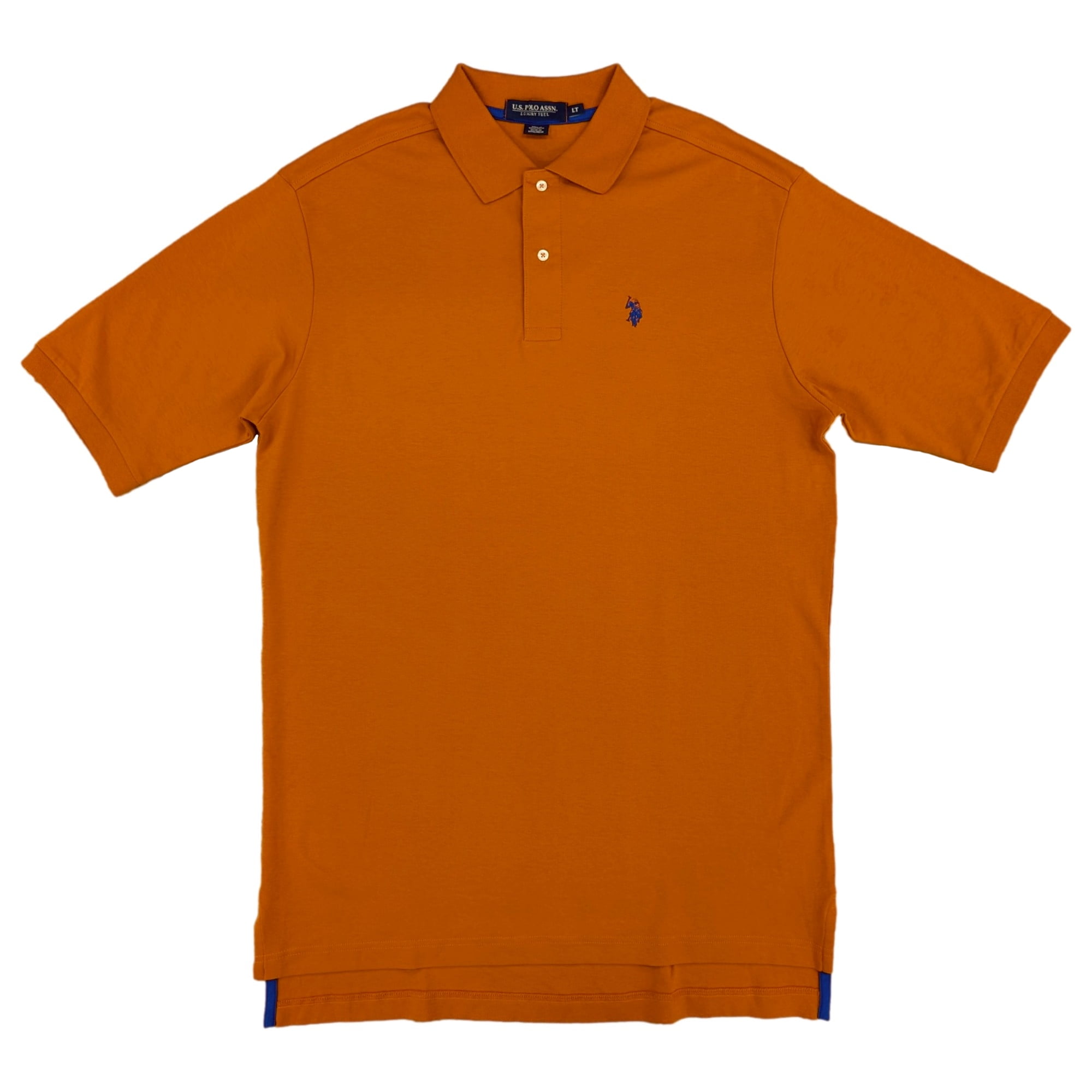 Polo Tall Mens Orange Blue Regular Fit Short Sleeve