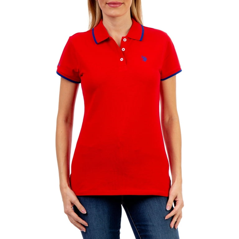 Womens red best sale polo shirt walmart