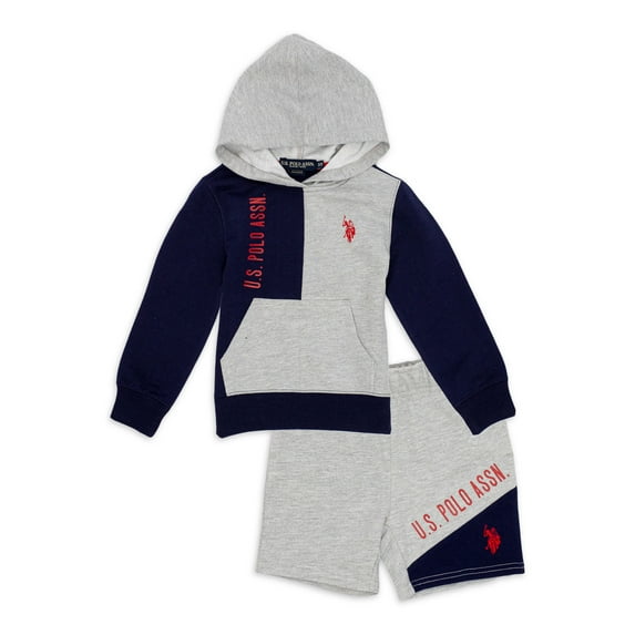 U.S. Polo Assn. Toddler Boy Colorblock Fleece Hoodie & Outfit Set, 2-Piece (2T-5T)