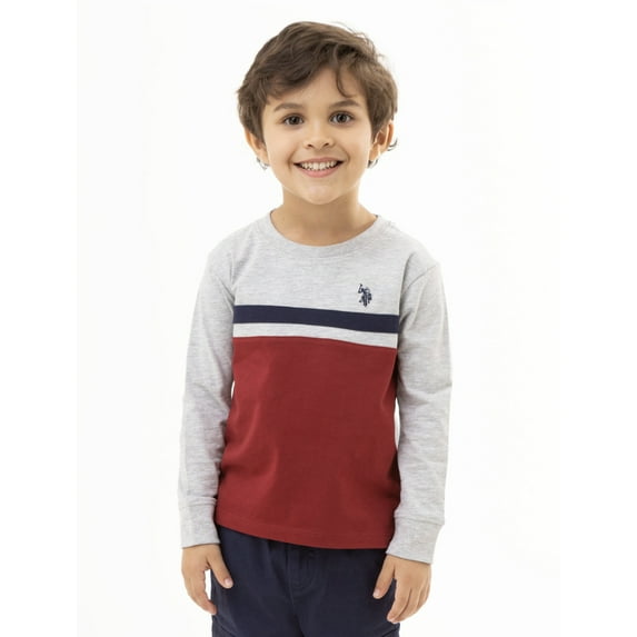 U.S. Polo Assn. Toddler Boy Colorblock Long Sleeve T-Shirt, Sizes 2T-5T