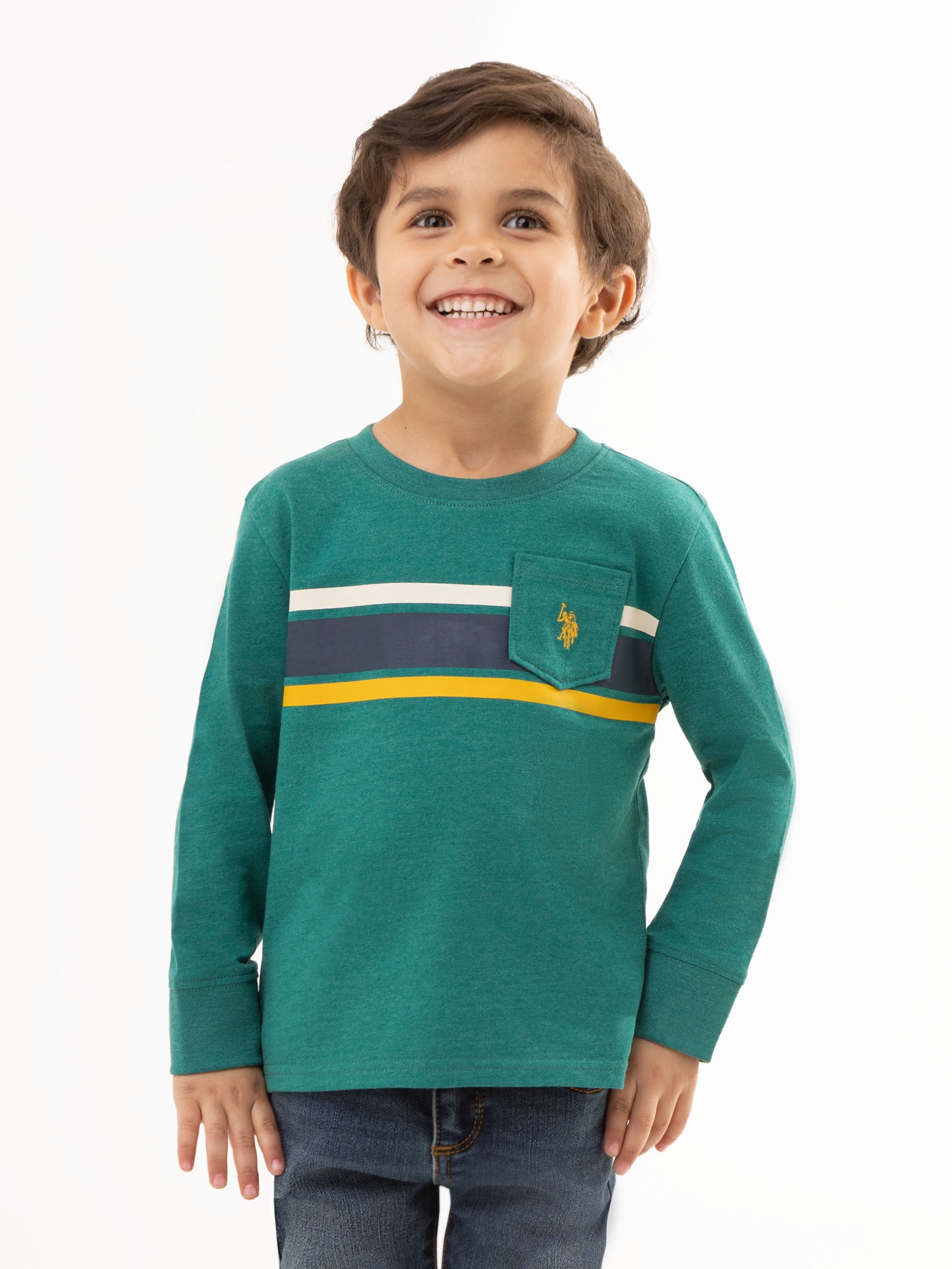 Boys Long-Sleeved Stripe Polo T-shirt main image 1