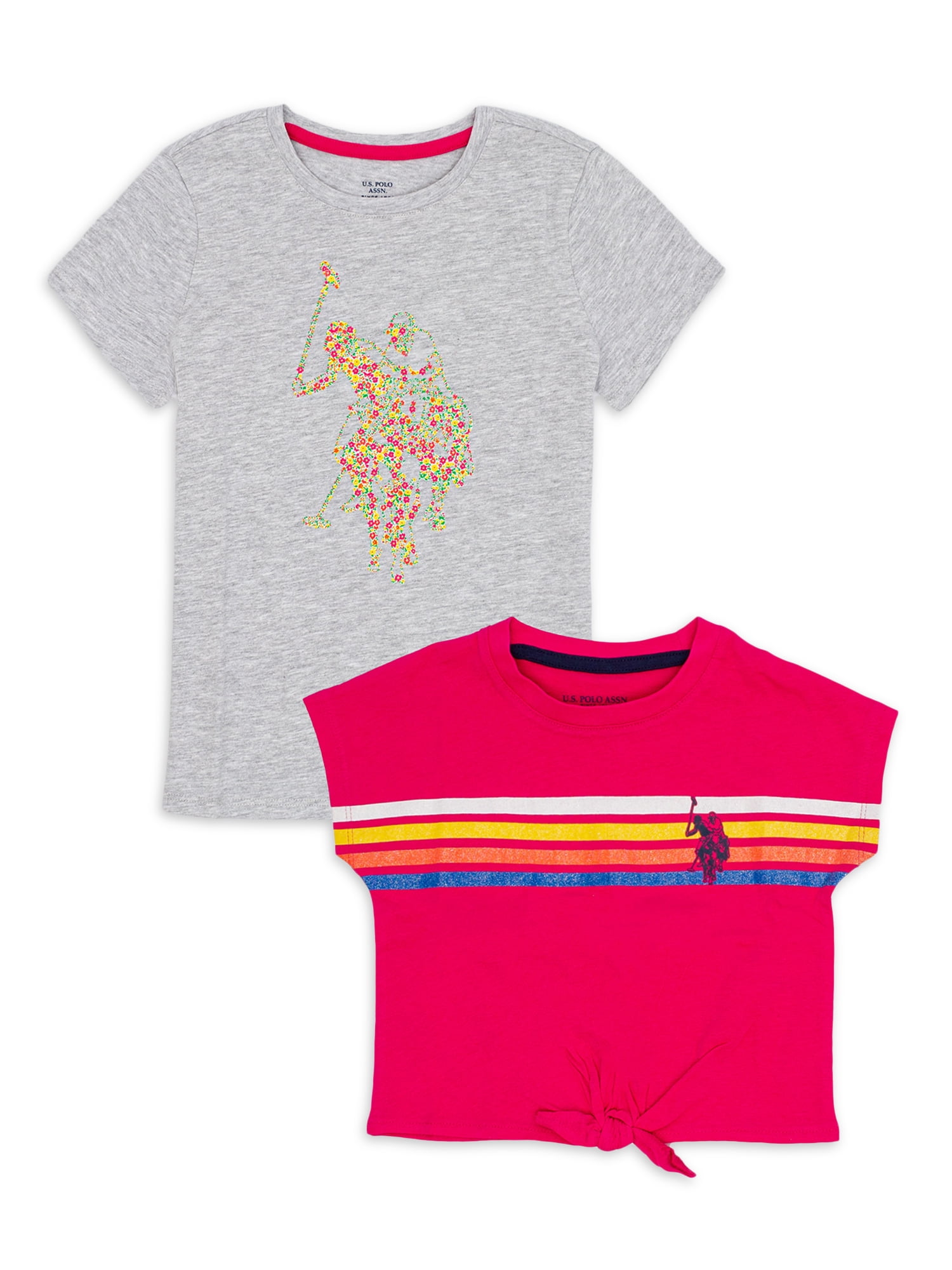 U.S. Polo Assn. Toddler Girl Short Sleeve TShirt Bundle, Sizes 2T5T