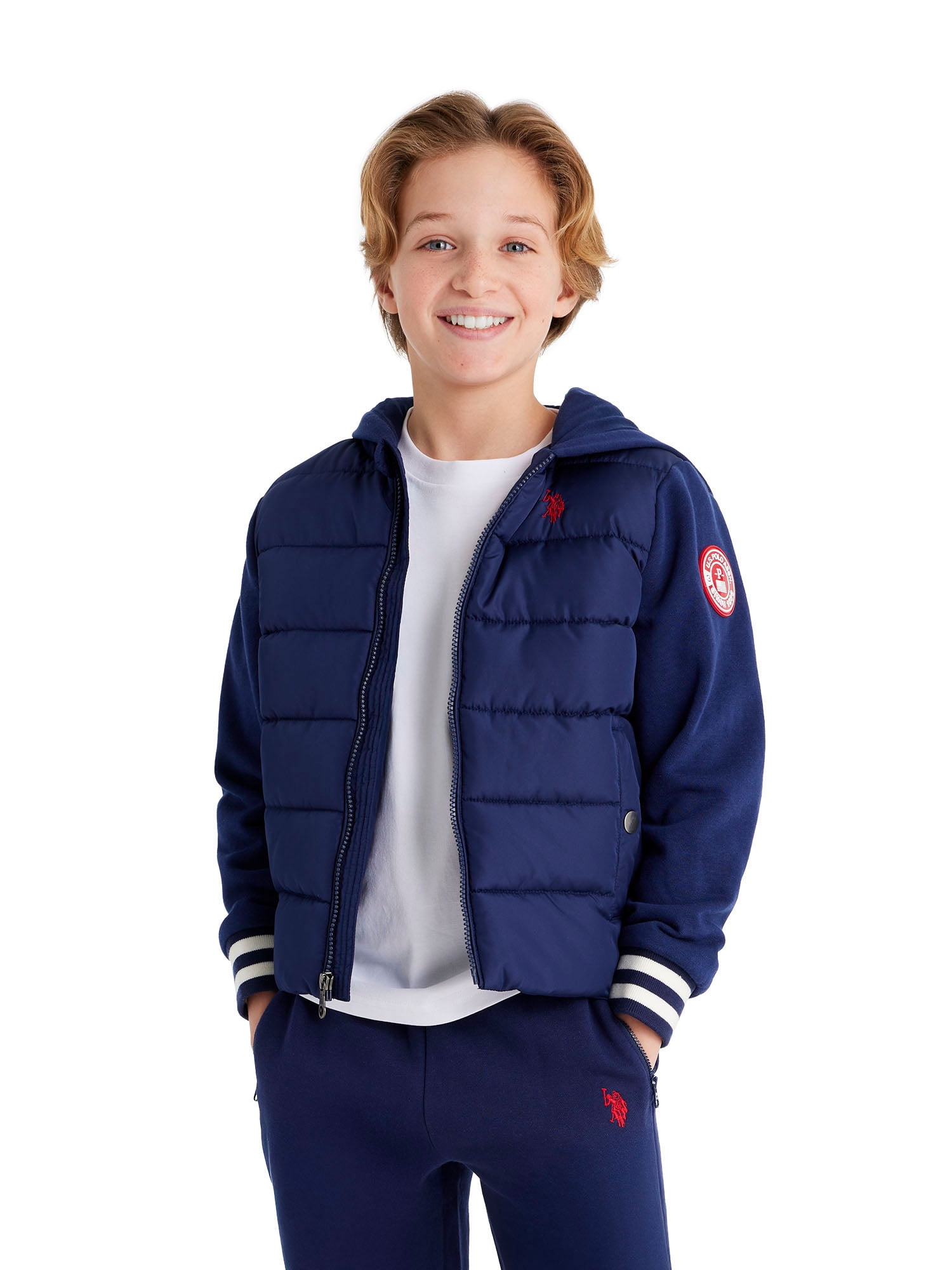 U.S. Polo Assn. Mixed Media Zip Jacket, Sizes 4-18