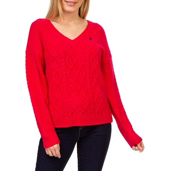 U.S. Polo Assn. V-Neck Cable Knit Sweater