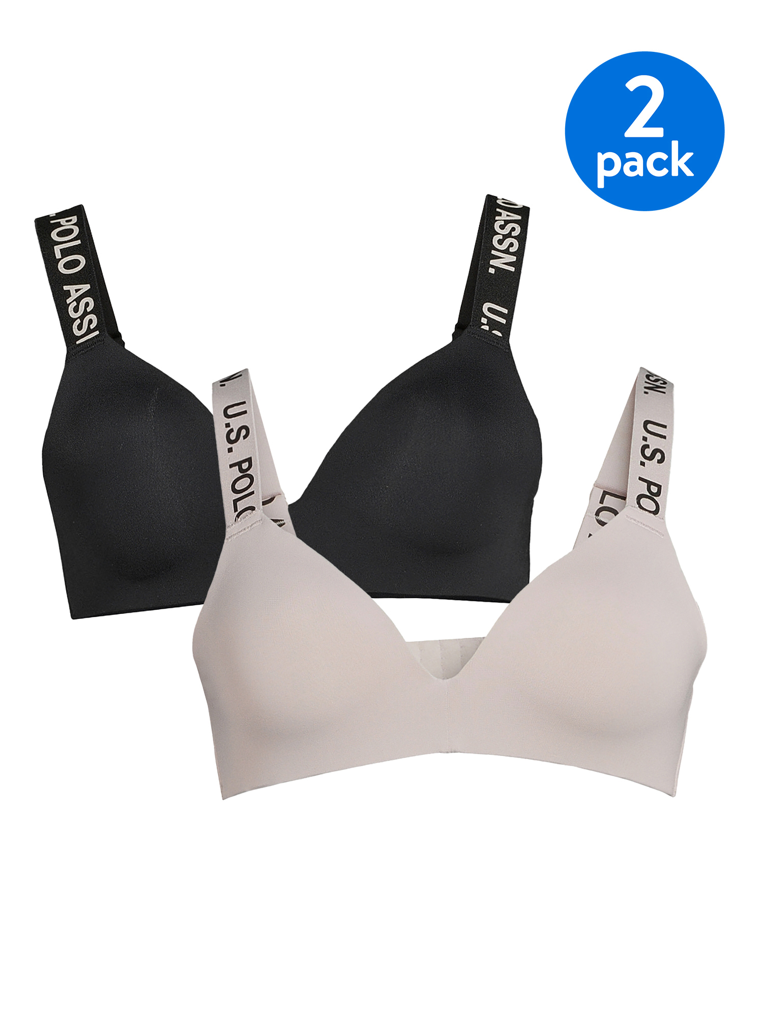 U.S. Polo Assn. Women's 2 Pack Tag-Free Microfiber Push Up Wire Free Bra Set - image 1 of 3