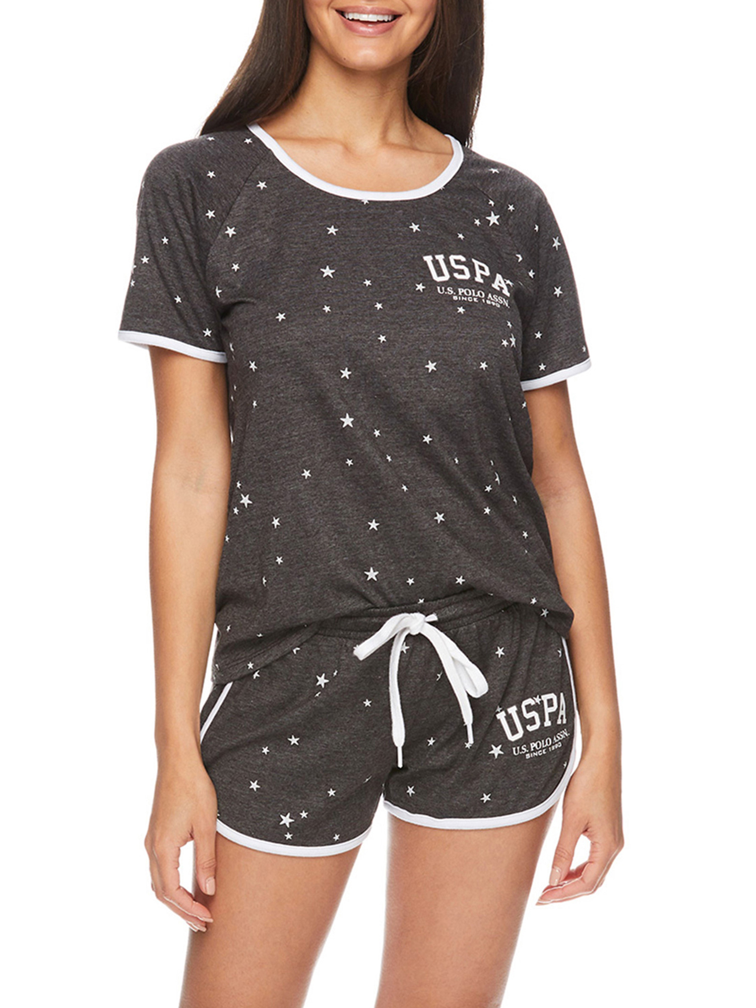 U.S. Polo Assn. Women's 2pc Short Sleeve Scoop-Neck Top and Shorts Lounge Pajama Sleep Set - image 1 of 5