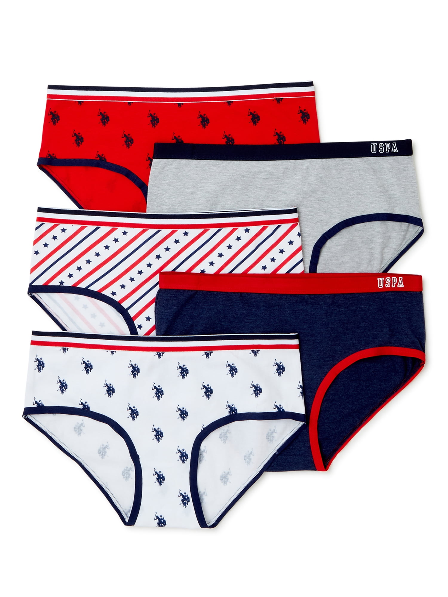 U.S. Polo Assn. Women's 5 Pack Cotton Boyleg Brief Underwear Set