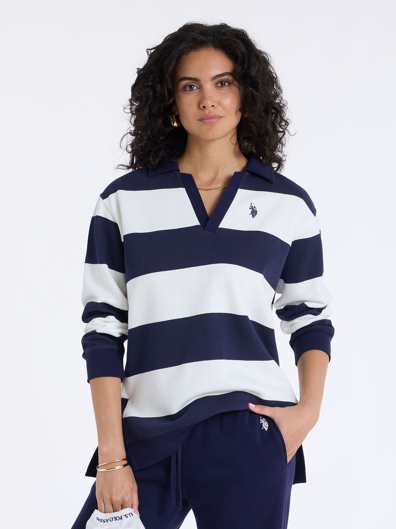 U.S. Polo Assn. Women's Fleece Rugby Henley Popover, Sizes XS-XL