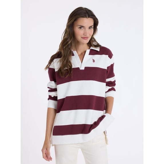 U.S. Polo Assn. Women's Fleece Rugby Henley Popover, Sizes XS-XL