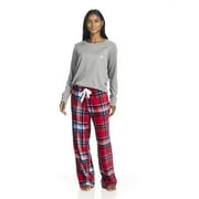 U.S. POLO ASSN. Women's Holiday Giftable Long Sleeve Top and Plush Pant Pajama Sleep Set, 2-Piece, Sizes S-3X