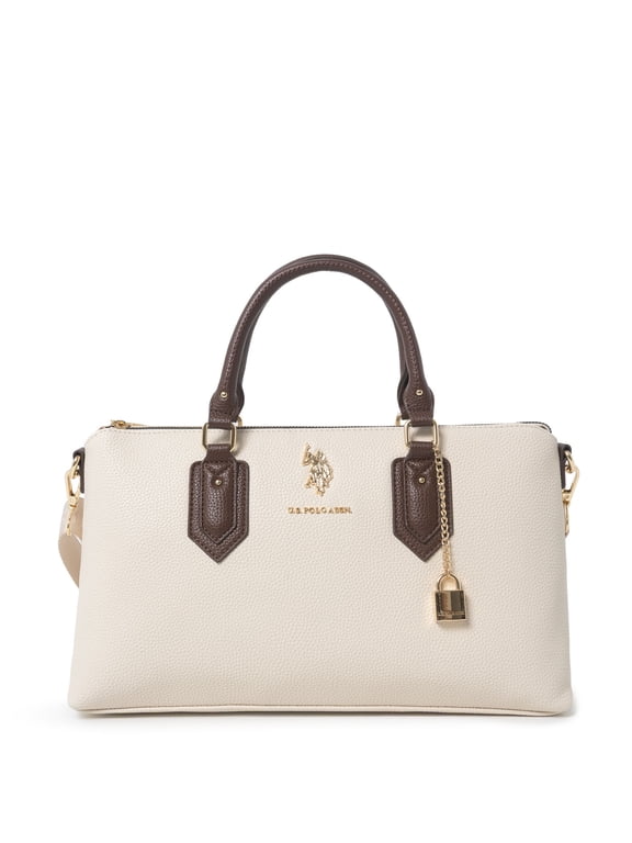 Women's Lock Satchel, Ivory