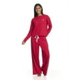 thumbnail image 1 of U.S. Polo Assn. Women's Long Sleeve Cotton Span Top and French Terry Wide Leg Pant Pajama Sleep Set, 2-Piece, Sizes S-3X, 1 of 6