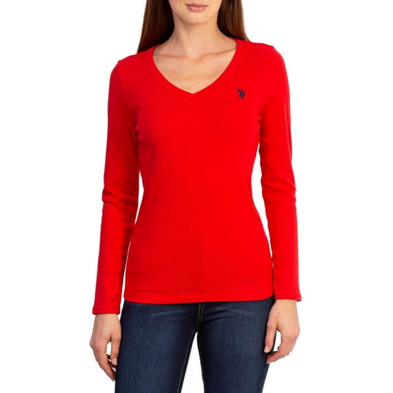 U.S. Polo Assn. Women's Long Sleeve V-Neck T-Shirt, Sizes XS-3XL