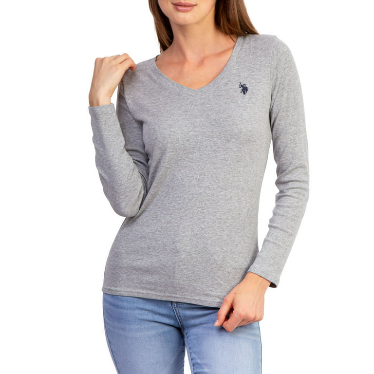 seng Ingeniører tæt U.S. Polo Assn. Women's Long Sleeve V-Neck T-Shirt, Sizes XS-3XL -  Walmart.com