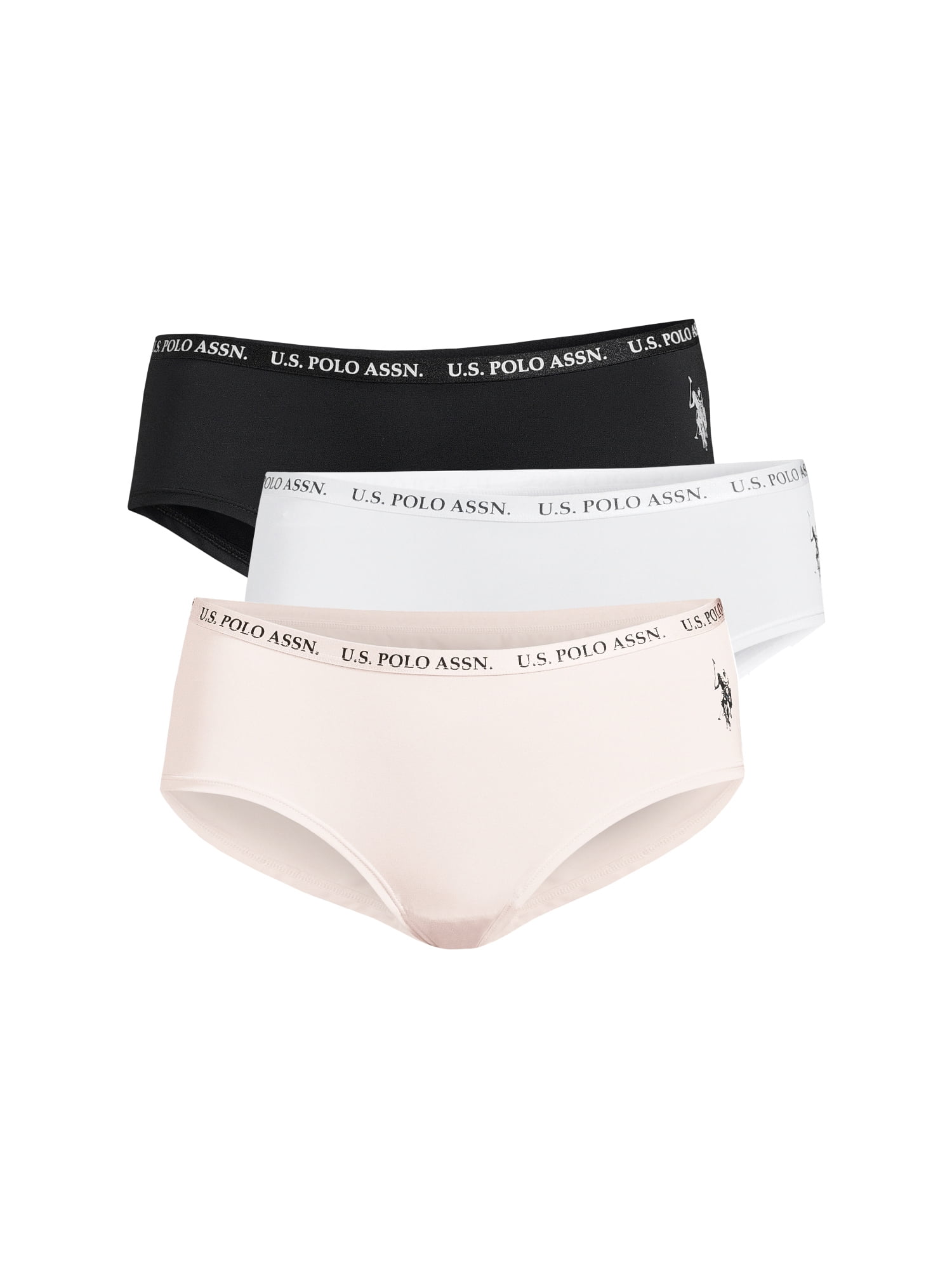 U.S. Polo Assn. Women's Microfiber Hipster Panty Underwear, 3-Pack