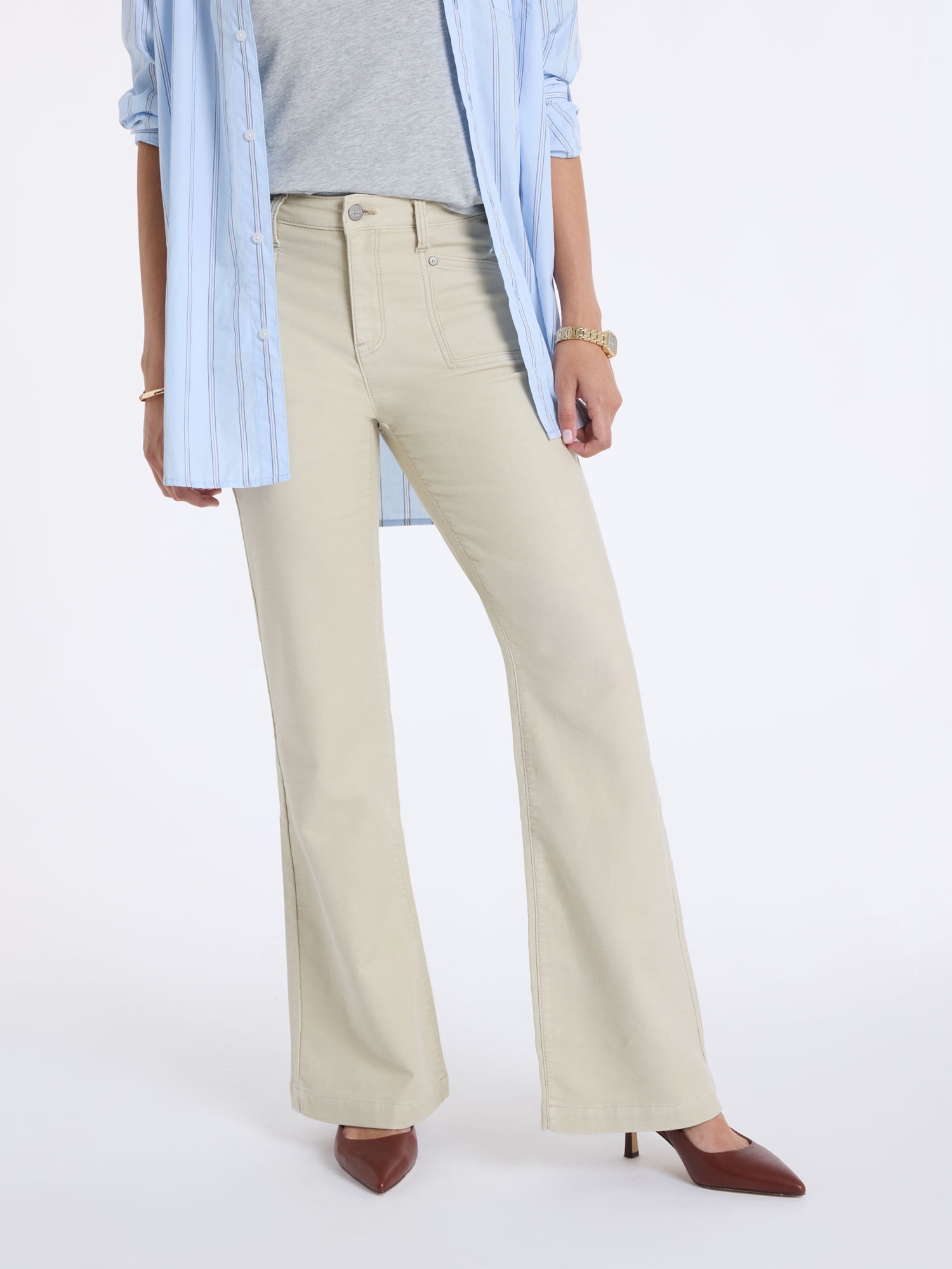 U.S. Polo Assn. Women's Patch Pocket Flare Knit Denim Pants