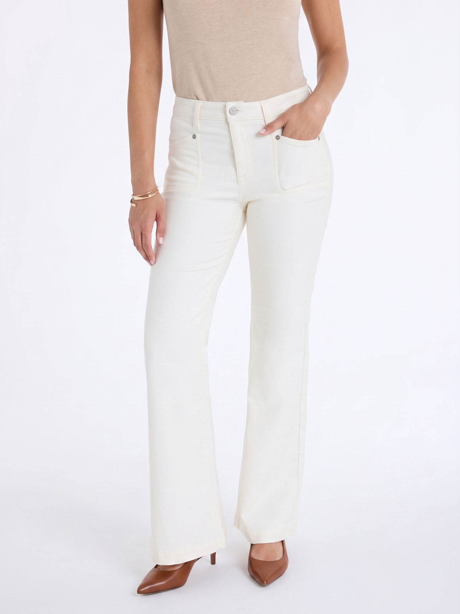 U.S. Polo Assn. Women's Patch Pocket Flare Knit Denim Pants