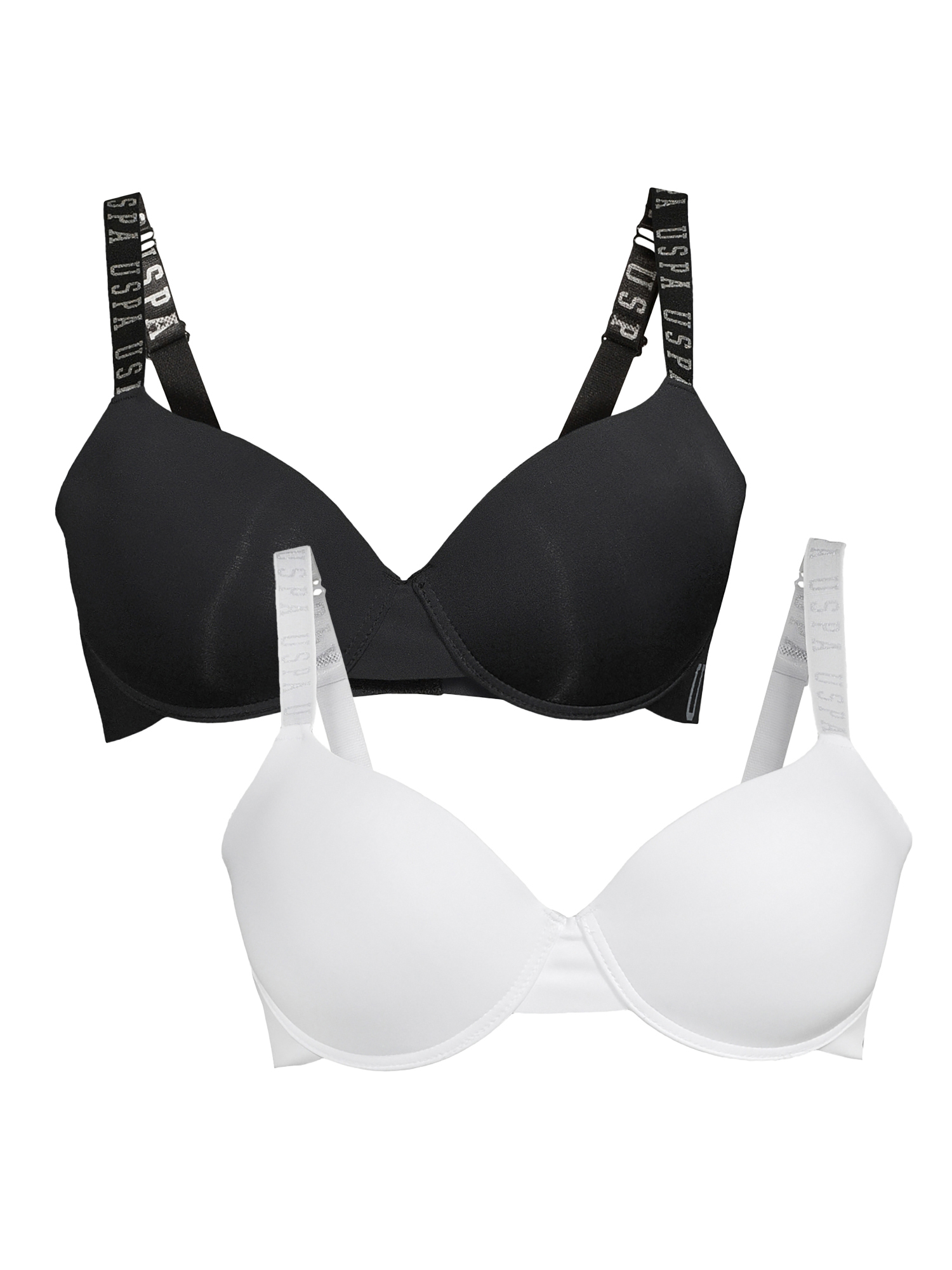U.S. Polo Assn. Women's Plus Size Tag-Free Microfiber Bra with Gentle Lift, 2-Pack - image 1 of 4
