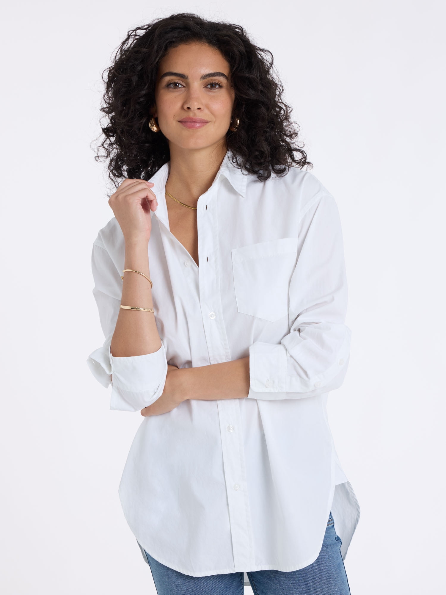 U.S. Polo Assn. Women's Relaxed Long Sleeve Button Down Shirt, Sizes XS-XL