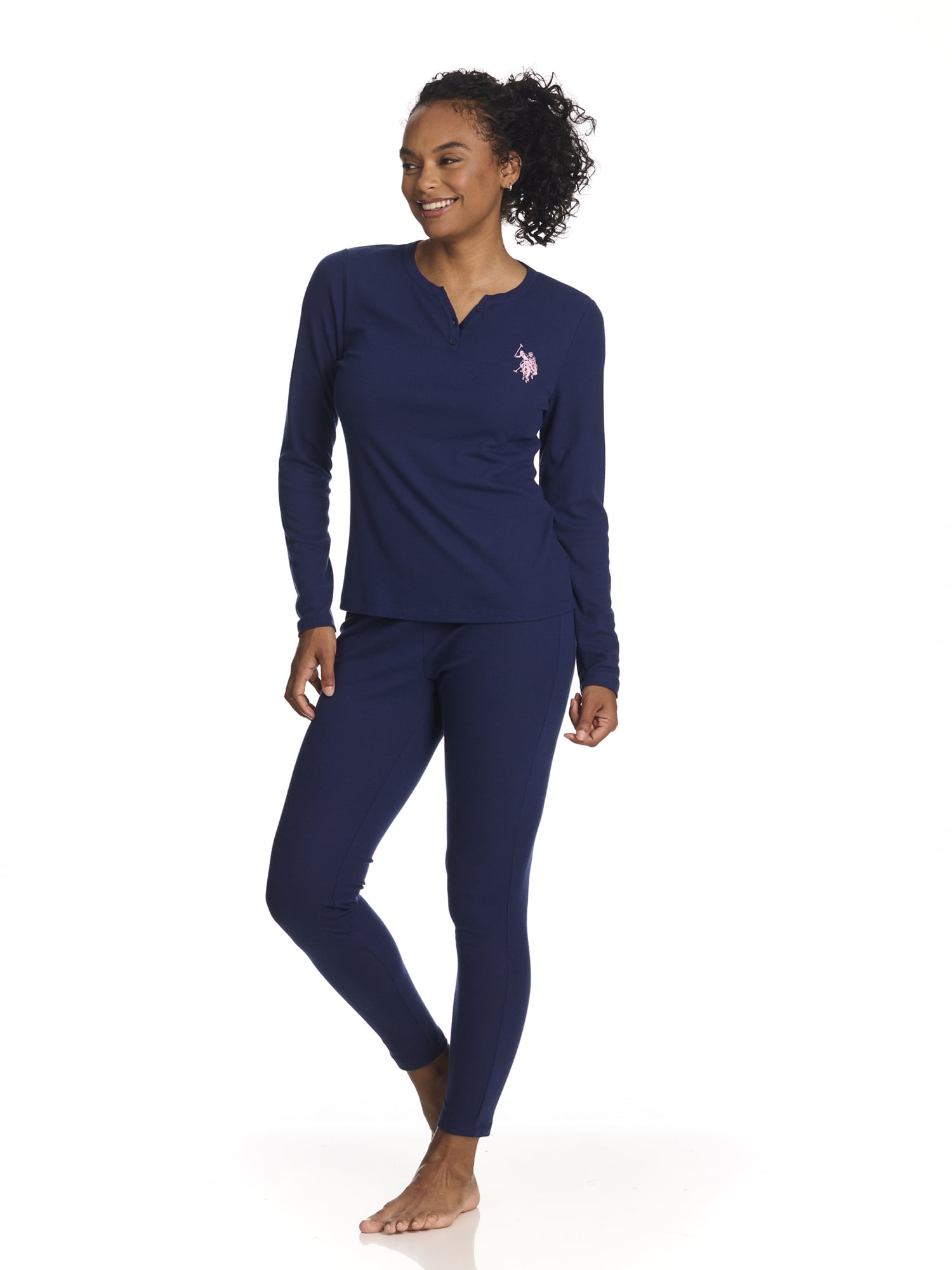Walmart Saving of  U.S. Polo Assn. Women's Ribbed Henley Long Underwear Thermal Set, 2-Piece Set, Sizes S-3X