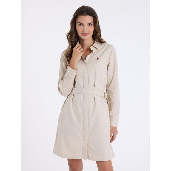 U.S. Polo Assn. Women's Belted Oxford Shirt Dress, Sizes XS-XL