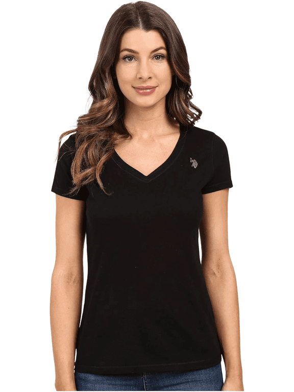 Women's Short Sleeve V-Neck T-Shirt, Anthracite, Large