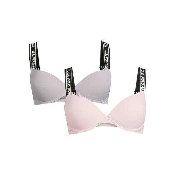 U.S. Polo Assn. Women's Tag Free Microfiber Push Up Bra Set, 2-Pack