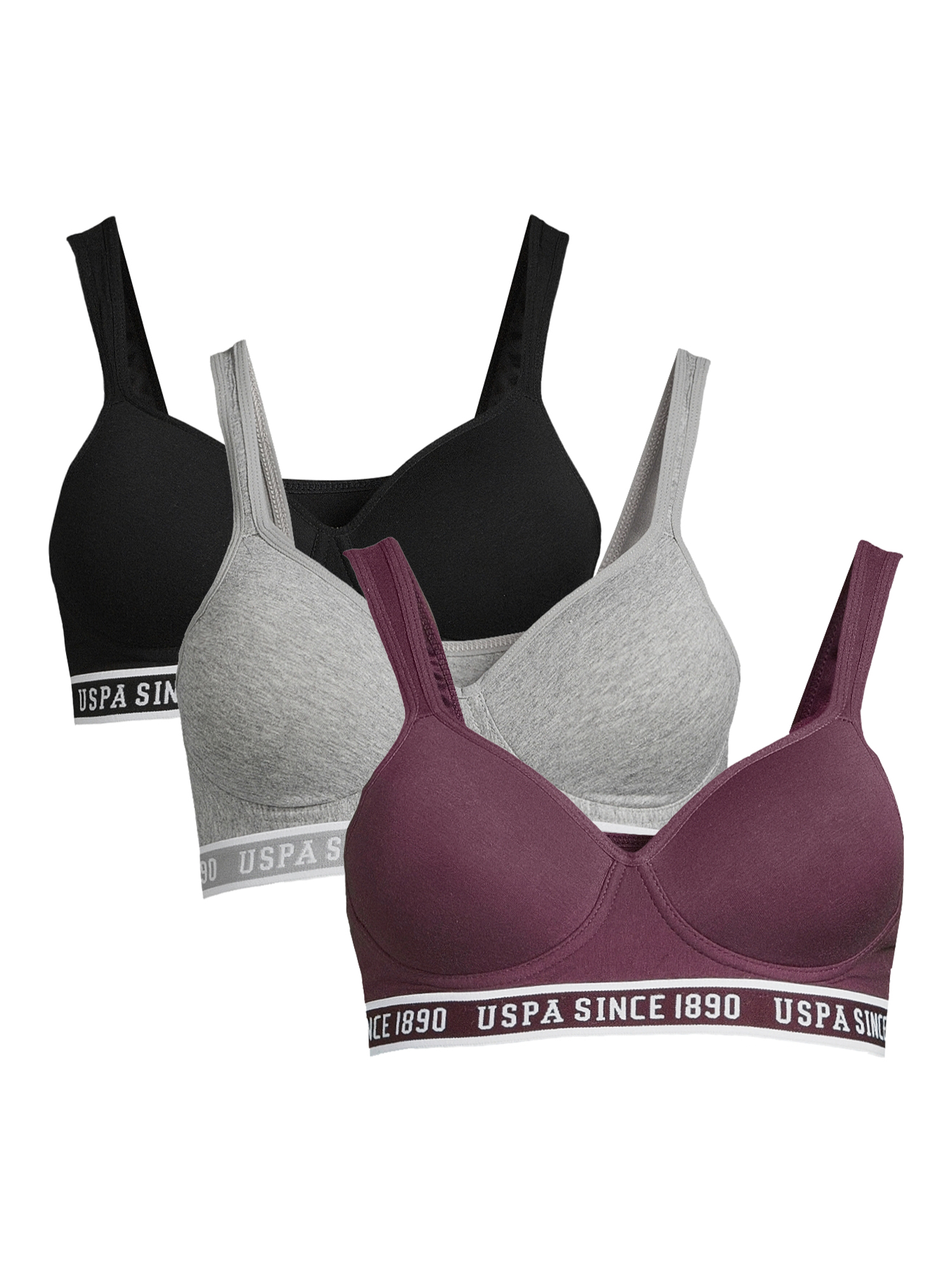 U.S. Polo Assn. Women's Tag-Free Sports Bra Set, 3-Pack - image 1 of 4