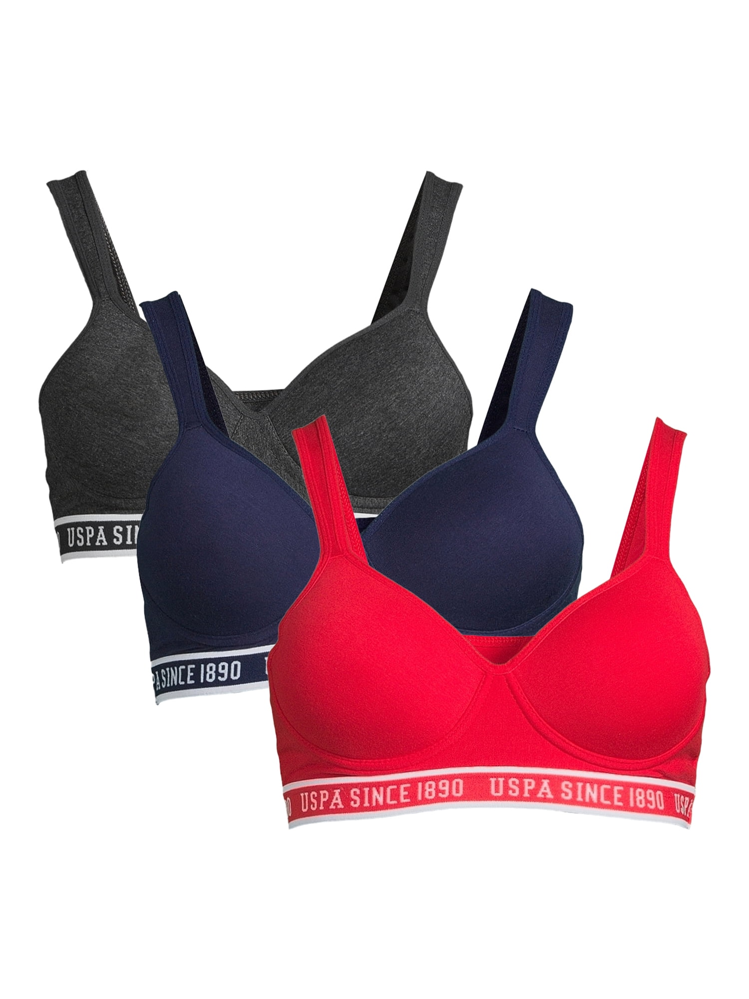 U.S. Polo Assn. Women's TagFree Sports Bra Set, 3Pack