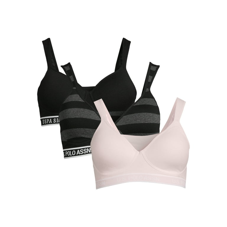 U.S. Polo Assn. Women s Tag Free Striped Sports Bra Set 3 Pack