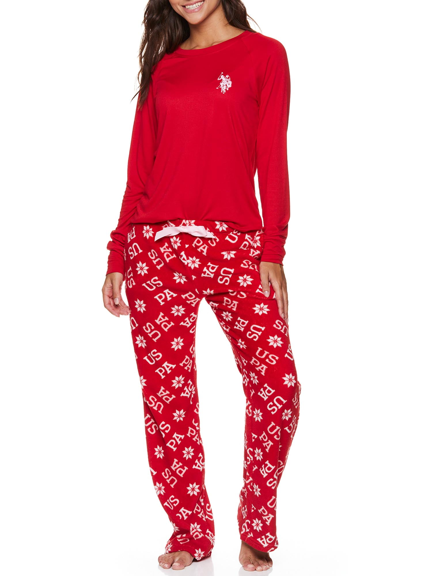 U.S. Polo Assn. Women's & Women's Plus Long Sleeve Top and Plush Pant