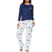 U.S. POLO ASSN. Women's & Women's Plus Long Sleeve Top and Plush Pant Pajama Sleep Set, 2-Piece, Sizes S-3XL