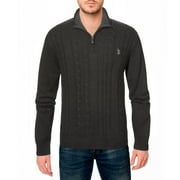 U.S. Polo Assn. mens Cable Knit 1/4 Zip Sweater Charcoal Heather, XXL