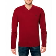 U.S. Polo Assn. mens Solid V-Neck Long-Sleeve Sweater Engine Red, Large