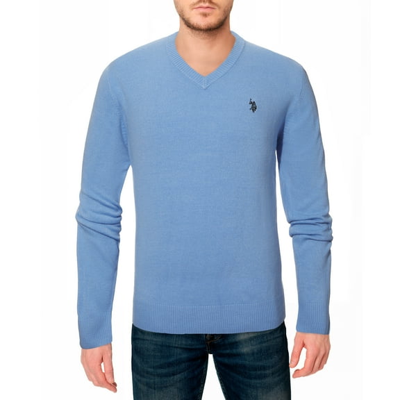 U.S. Polo Assn. mens Solid V-Neck Long-Sleeve Sweater (Sea Heather, XXL)