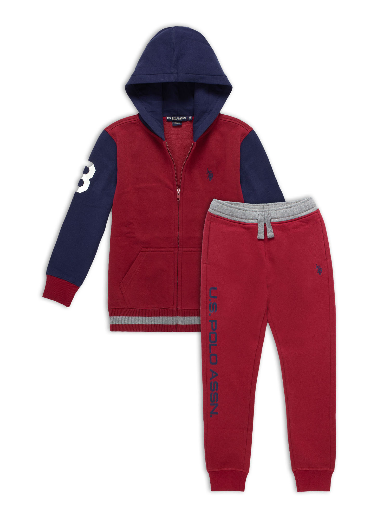 U.S. Polo Boys Fleece Colorblock Zip up Hoodie & Sweatpant Set , 2-Pack, Sizes 4-18 - image 1 of 7