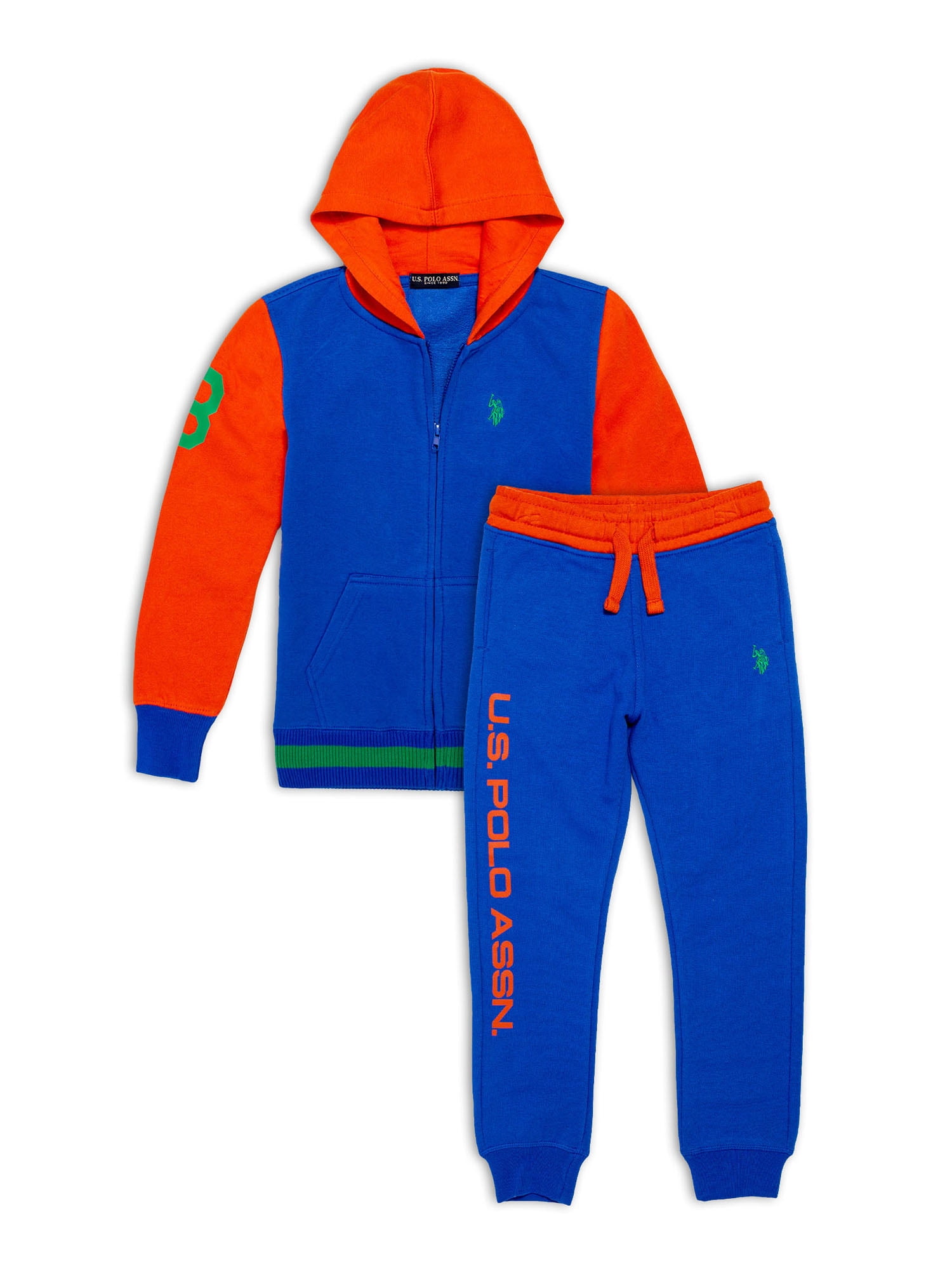 U.S. Polo Boys Fleece Colorblock Zip up Hoodie & Sweatpant Set , 2Pack