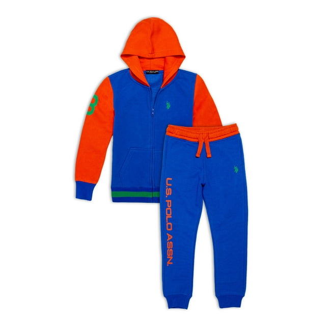 U.S. Polo Boys Fleece Colorblock Zip up Hoodie & Sweatpant Set , 2-Pack, Sizes 4-18