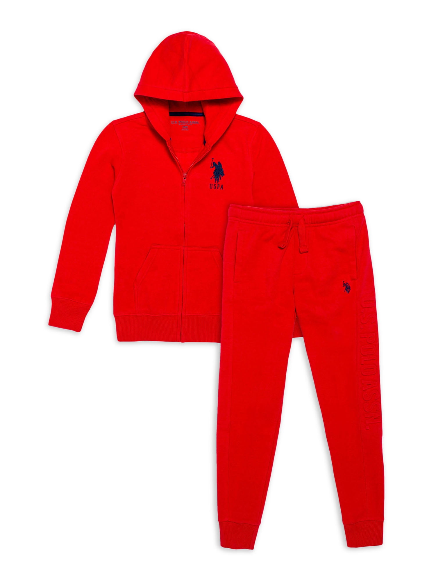 U.S. Polo Boys Fleece Zip-Up Hoodie & Sweatpant Set, 2-Pack, Sizes 4-19 