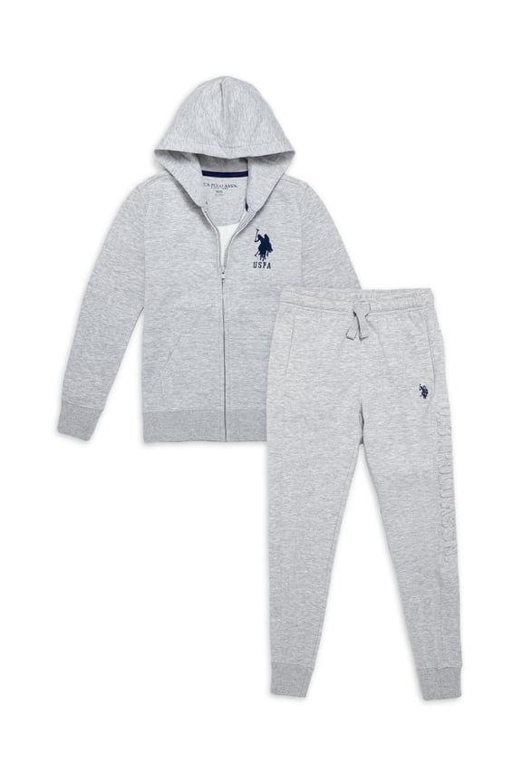 U.S. Polo Boys Fleece Zip up Hoodie & Sweatpant Set , 2-Pack, Sizes 4-19
