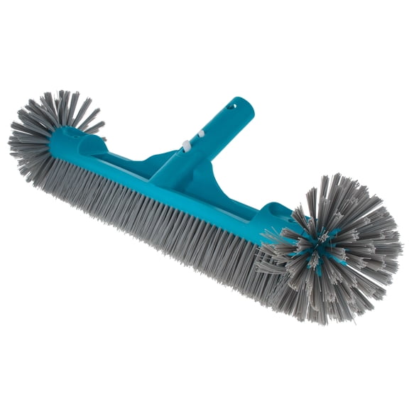 U.S. Pool Supply 18" Pool Brush Head for Inground Pools - Round Hemispherical Ends, 7 Rows of Scrubbing Bristles, Floor, Wall, Step Scrub Brush - Above Ground Pool Vinyl Liners, Clean Leaves, Leaf