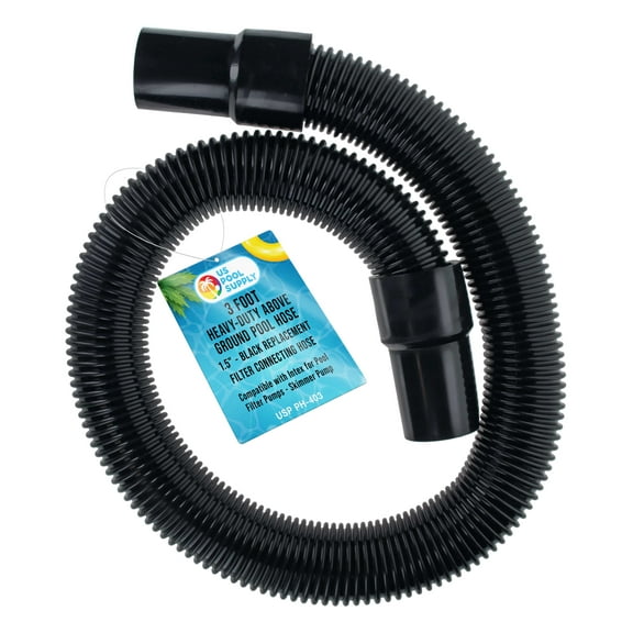 U.S. Pool Supply 3 Foot Heavy-Duty Above Ground Pool Hose, 1.5" - Black Replacement Filter Connecting Hose, Flexible Spiral Wound EVA - Compatible with Intex for Pool Filter Pumps - Skimmer Pump