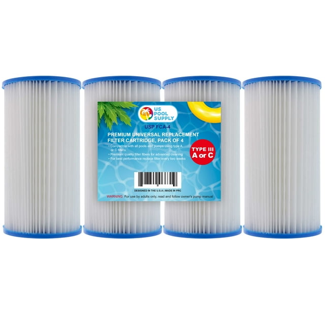 U.S. Pool Supply 4 Pack of Universal Replacement Filter Cartridges, Type A or C Compatible