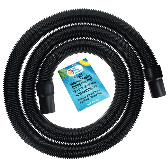 U.S. Pool Supply 8 Foot Heavy-Duty Above Ground Pool Hose, 1.5" - Black Replacement Filter Connecting Hose, Flexible Spiral Wound EVA - Compatible with Intex for Pool Filter Pumps - Skimmer Pump