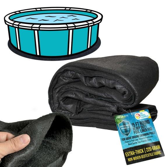 U.S. Pool Supply Ground Shield 15' Round Heavy Duty Pool Liner Pad for Above Ground Swimming Pools - Protects Pool Liner, Prevents Punctures, Weed Barrier, Eco-Friendly Fabric - Extends Liner Life